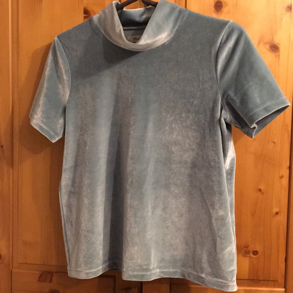 MADEWELL MOCKNECK VELVET TOP SPACE GREEN SIZE XS